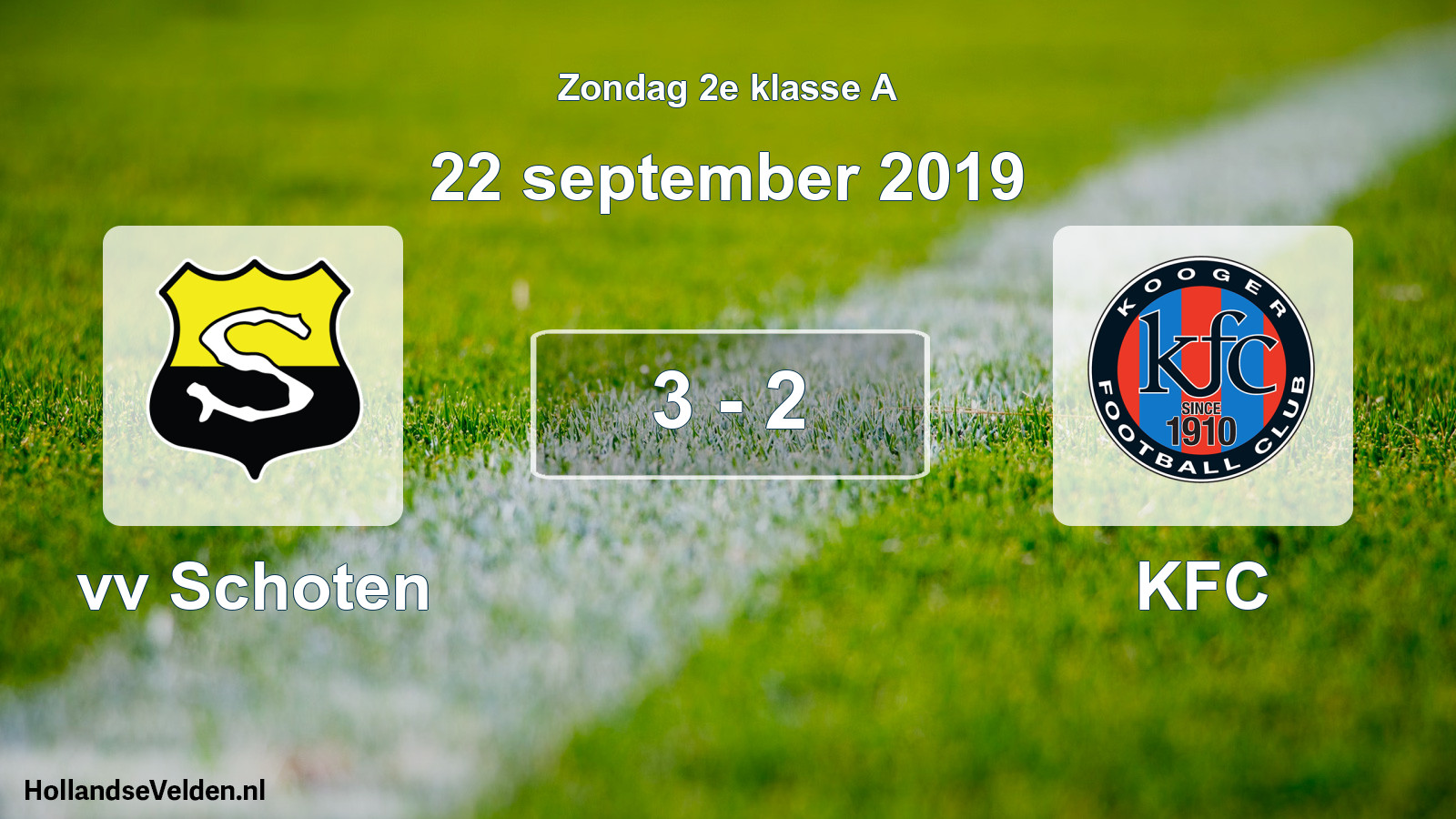 Gespeelde wedstrijd: vv Schoten - KFC 3 - 2 (22 september 2019)