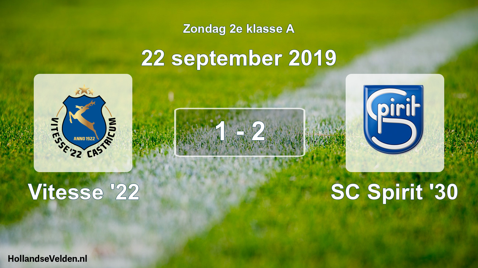 Gespeelde wedstrijd: Vitesse '22 - SC Spirit '30 1 - 2 (22 september 2019)