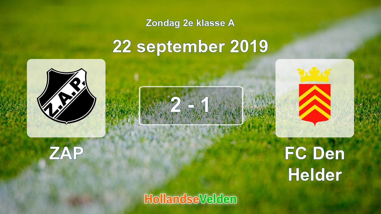 Gespeelde wedstrijd: ZAP - FC Den Helder 2 - 1 (22 september 2019)