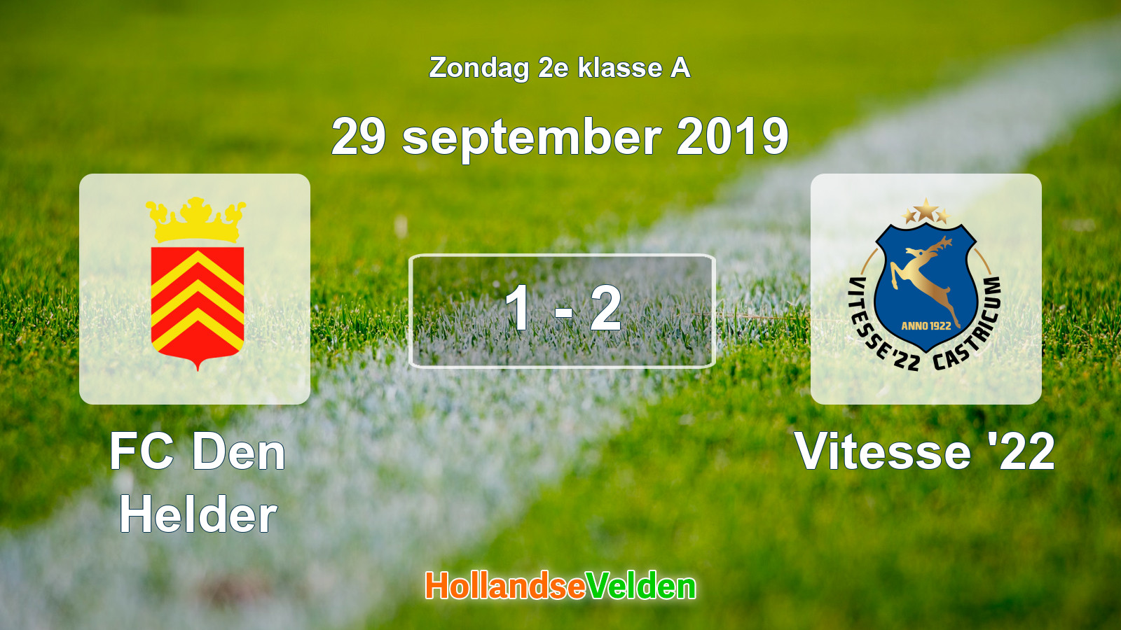 Gespeelde wedstrijd: FC Den Helder - Vitesse '22 1 - 2 (29 september 2019)