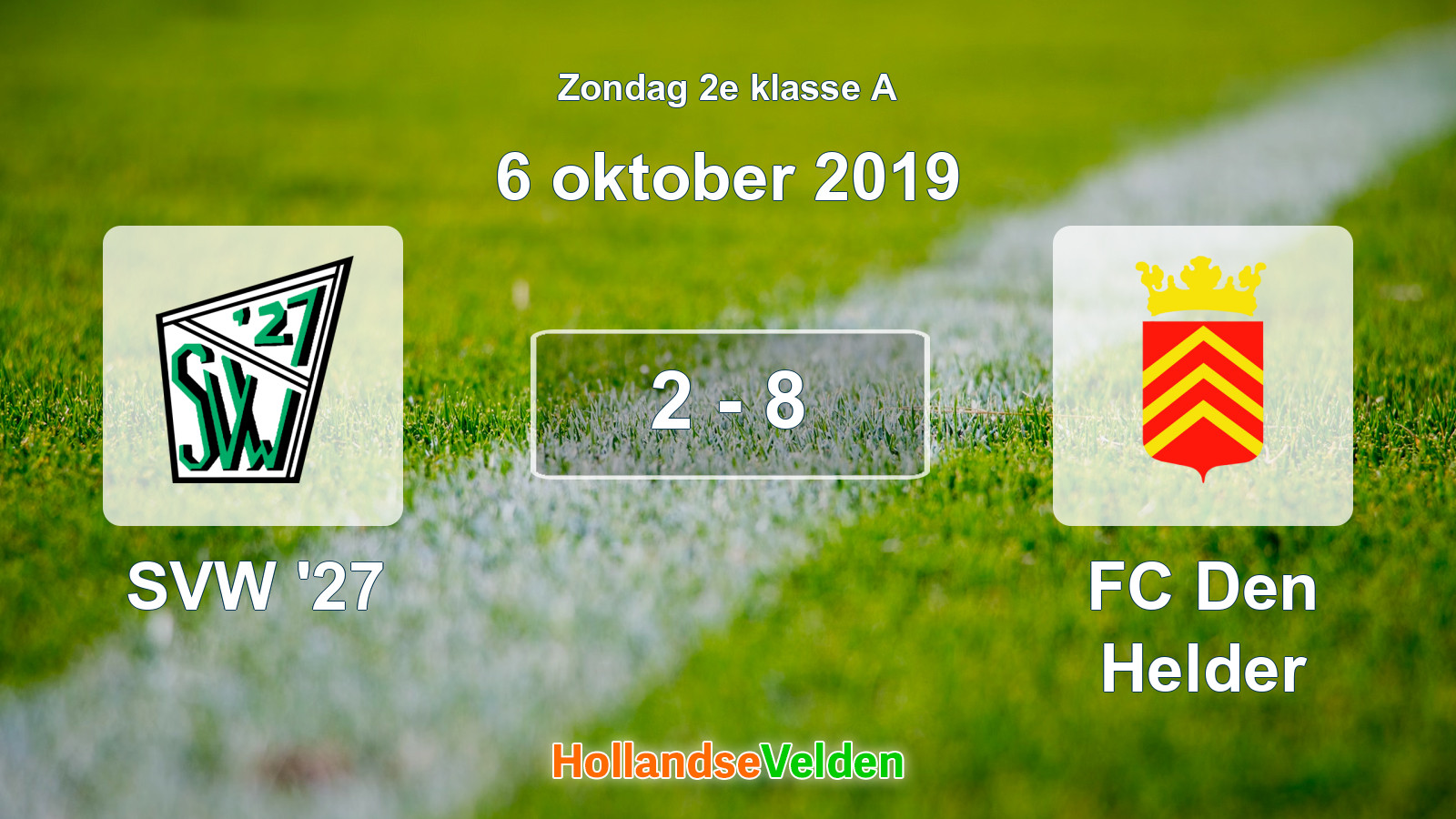 Gespeelde wedstrijd: SVW '27 - FC Den Helder 2 - 8 (6 oktober 2019)