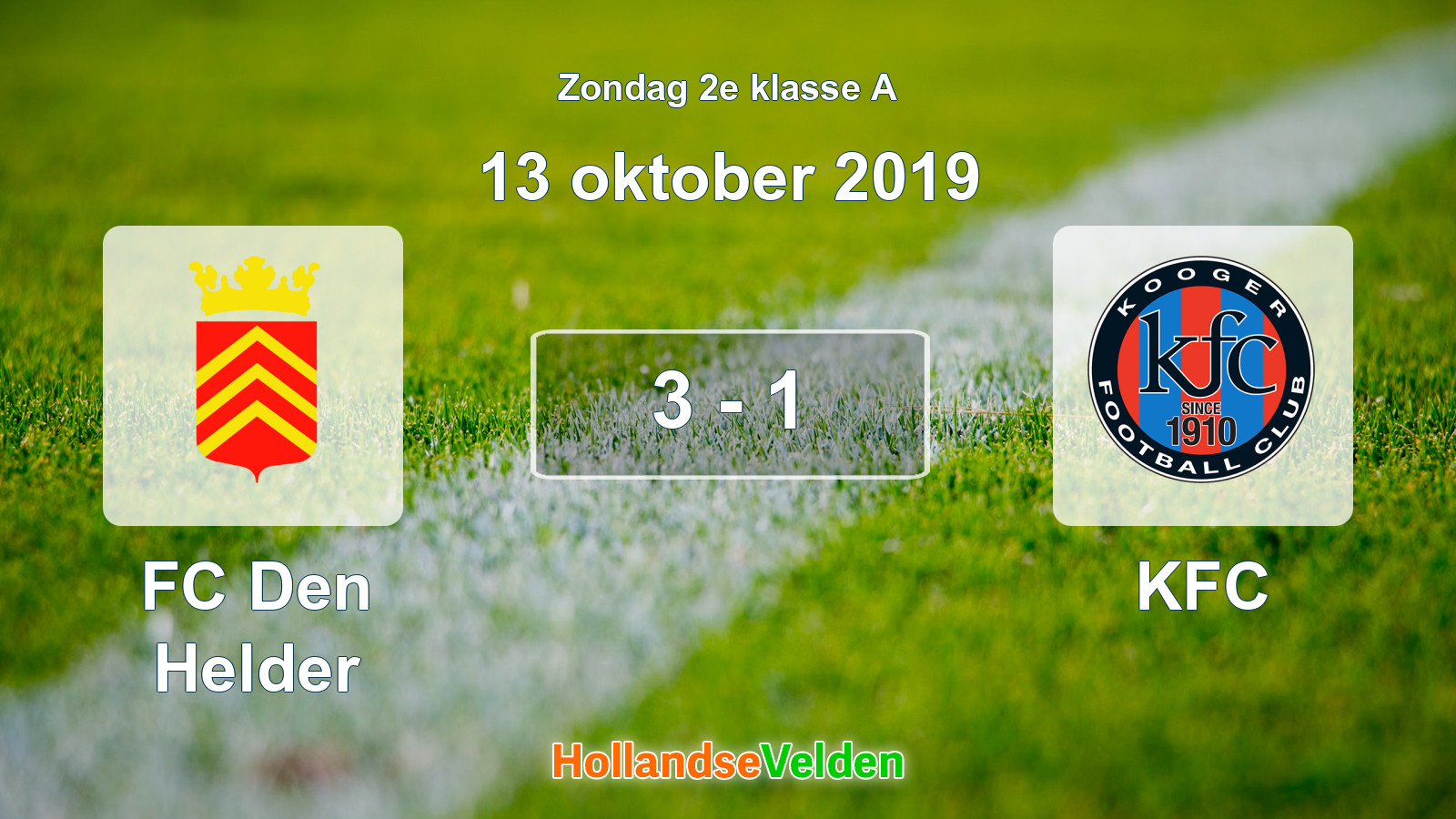 Gespeelde wedstrijd: FC Den Helder - KFC 3 - 1 (13 oktober 2019)