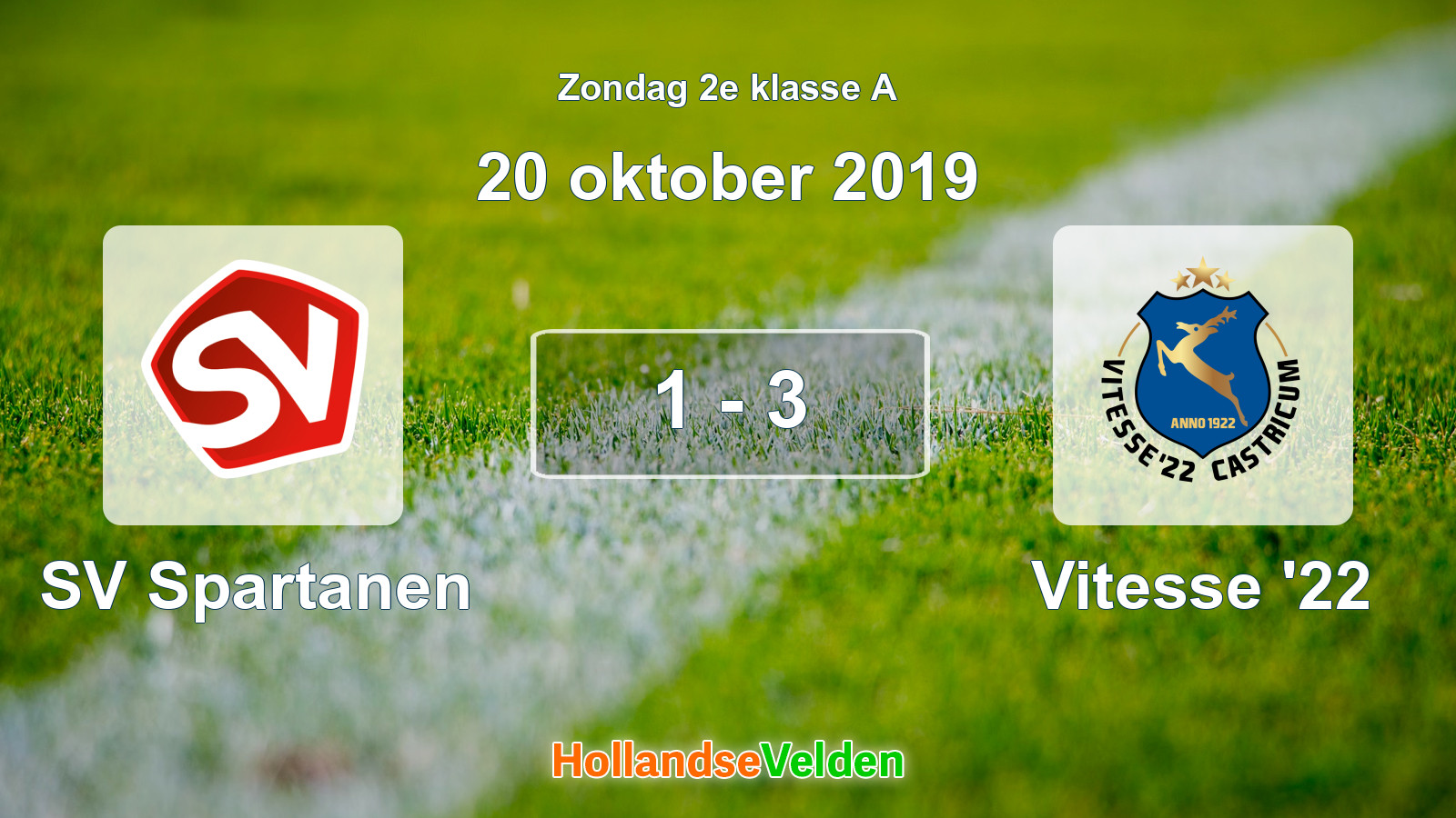 Gespeelde wedstrijd: SV Spartanen - Vitesse '22 1 - 3 (20 oktober 2019)