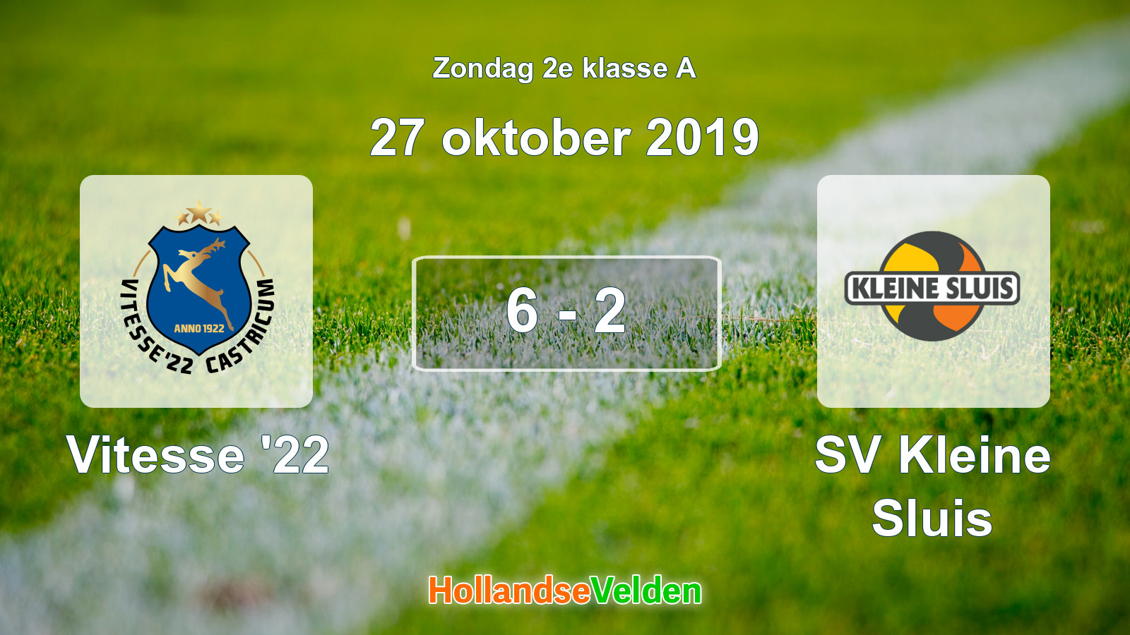 Gespeelde wedstrijd: Vitesse '22 - SV Kleine Sluis 6 - 2 (27 oktober 2019)