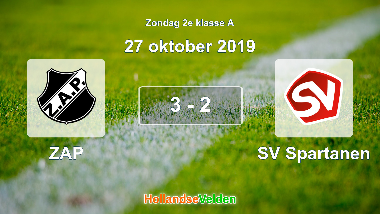 Gespeelde wedstrijd: ZAP - SV Spartanen 3 - 2 (27 oktober 2019)