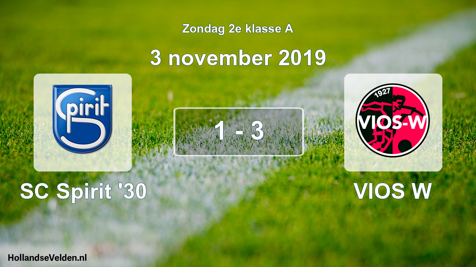 Gespeelde wedstrijd: SC Spirit '30 - VIOS W 1 - 3 (3 november 2019)