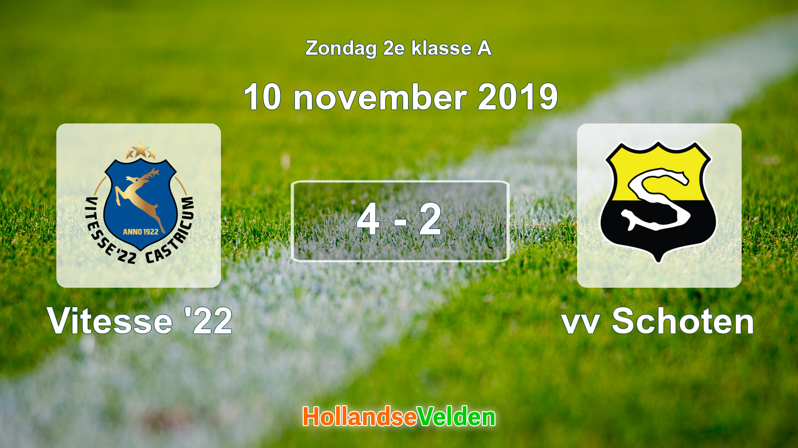 Gespeelde wedstrijd: Vitesse '22 - vv Schoten 4 - 2 (10 november 2019)