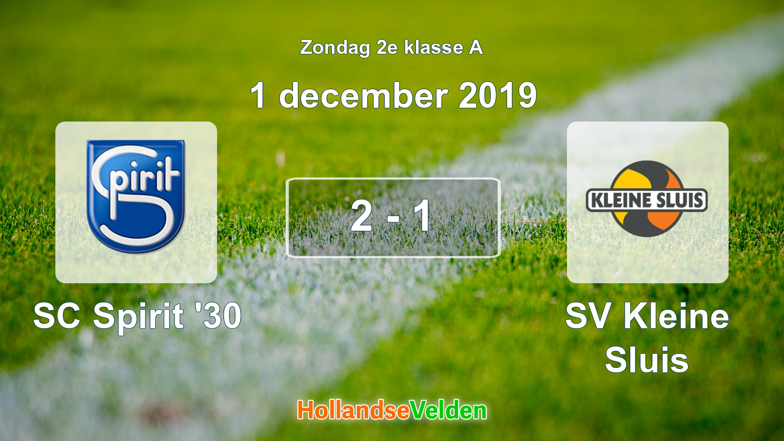 Gespeelde wedstrijd: SC Spirit '30 - SV Kleine Sluis 2 - 1 (1 december 2019)