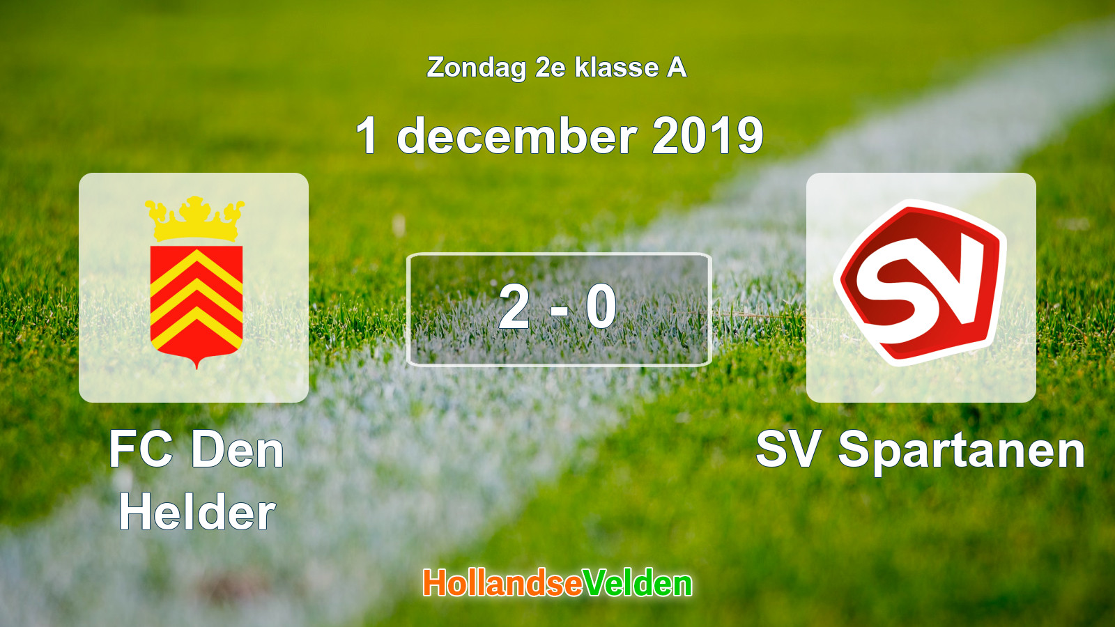 Gespeelde wedstrijd: FC Den Helder - SV Spartanen 2 - 0 (1 december 2019)