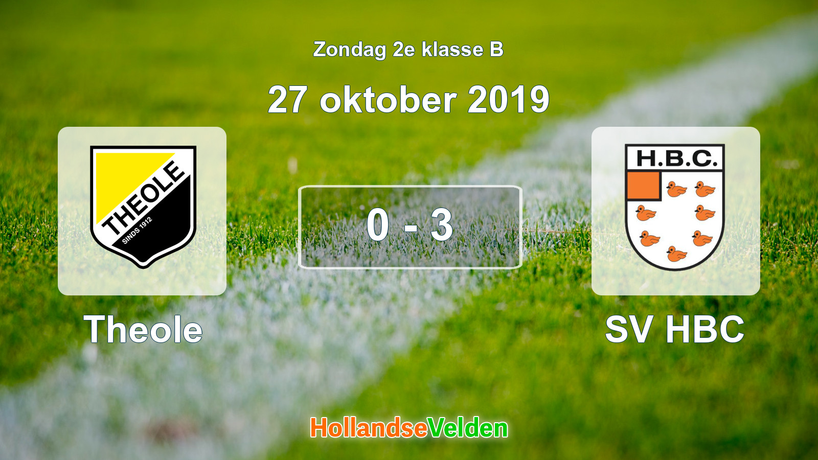 Gespeelde wedstrijd: Theole - SV HBC 0 - 3 (27 oktober 2019)