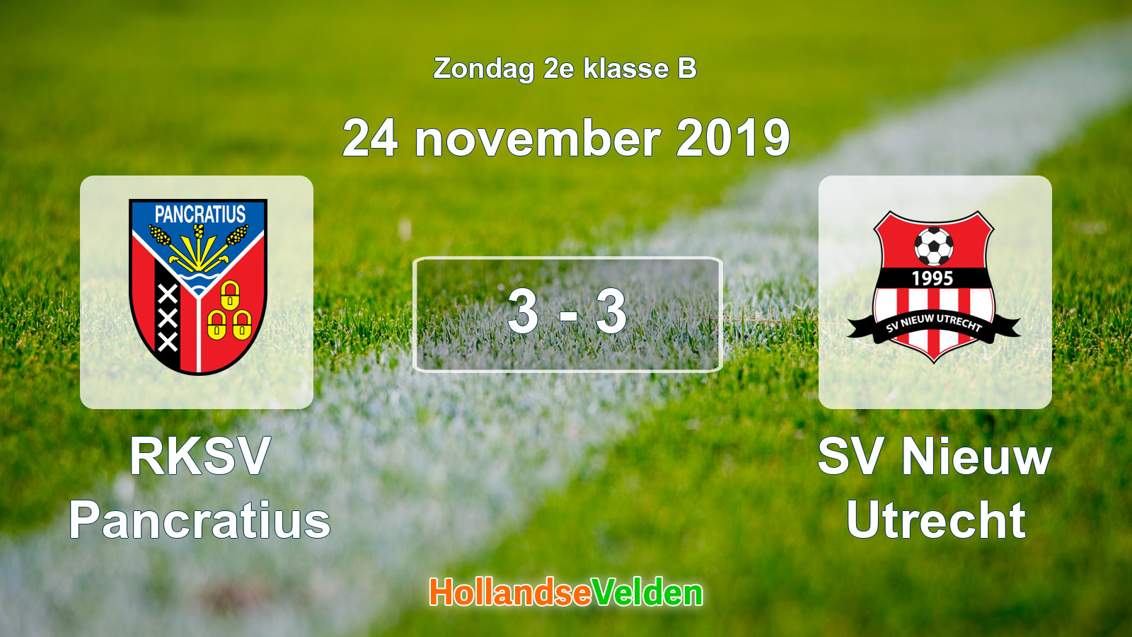 Gespeelde wedstrijd: RKSV Pancratius - SV Nieuw Utrecht 3 - 3 (24 november 2019)