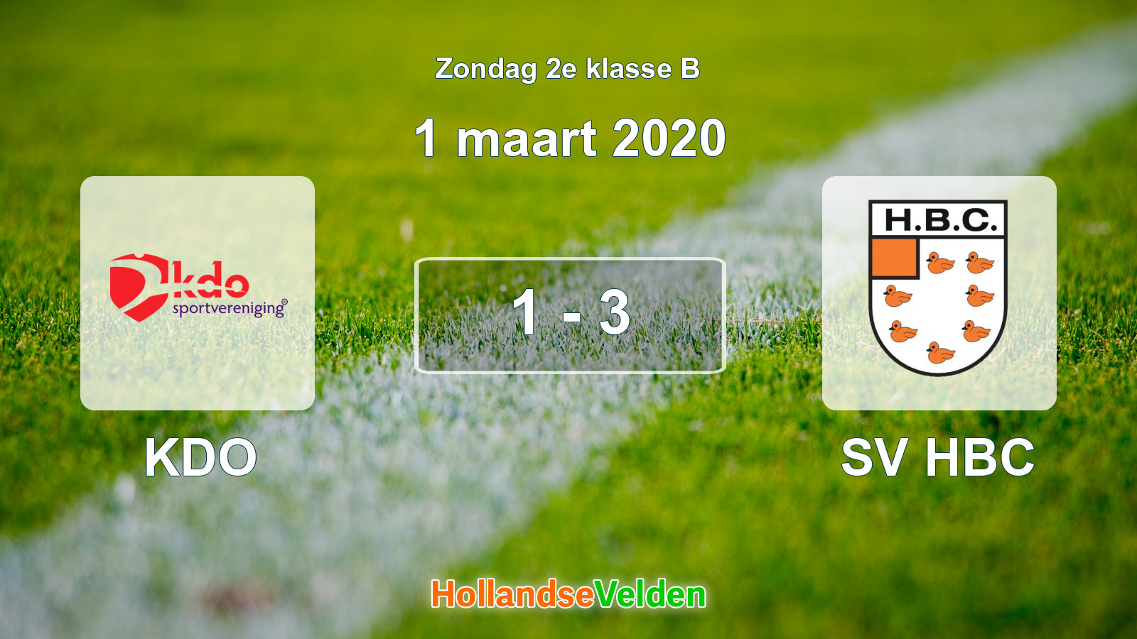 Gespeelde wedstrijd: KDO - SV HBC 1 - 3 (1 maart 2020)