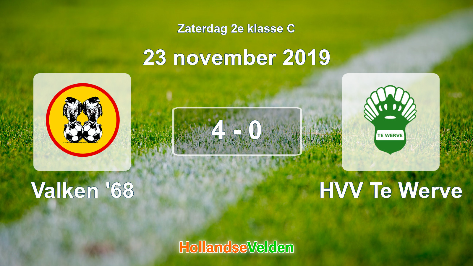 Gespeelde wedstrijd: Valken '68 - HVV Te Werve 4 - 0 (23 november 2019)