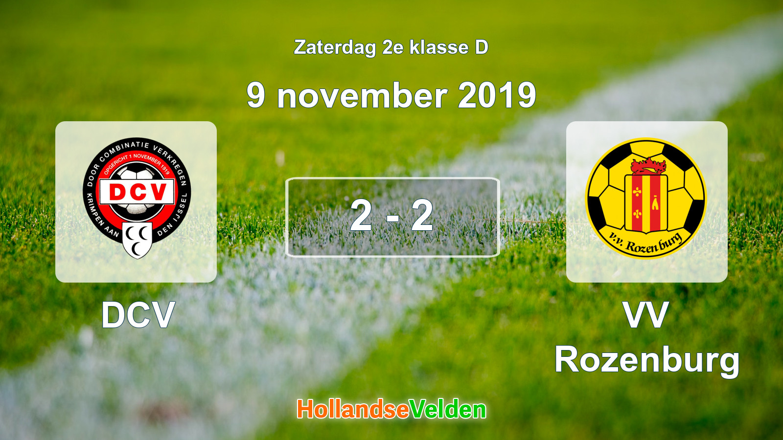 Gespeelde wedstrijd: DCV - VV Rozenburg 2 - 2 (9 november 2019)
