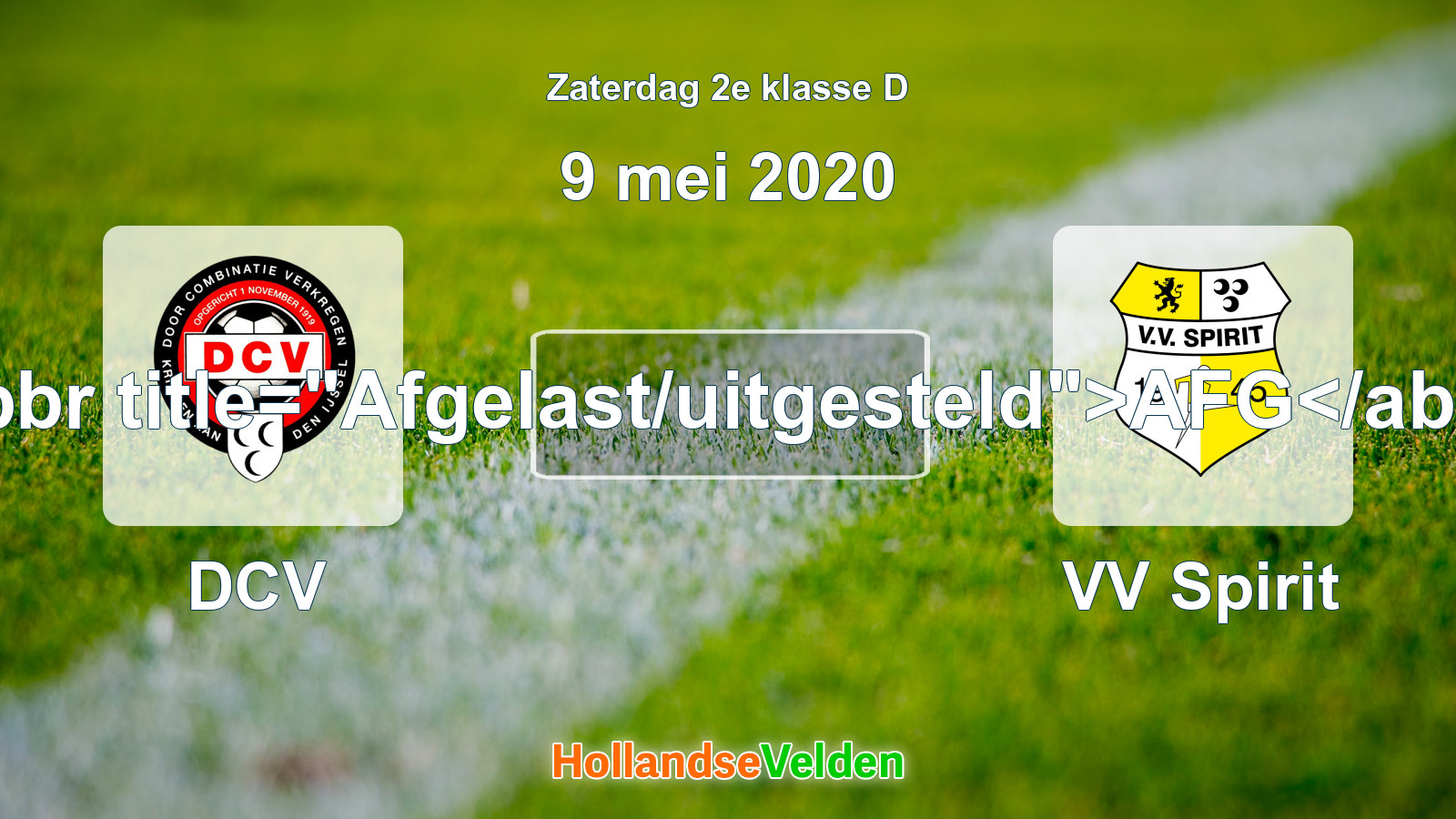 Geplande wedstrijd: DCV - VV Spirit (9 mei 2020)