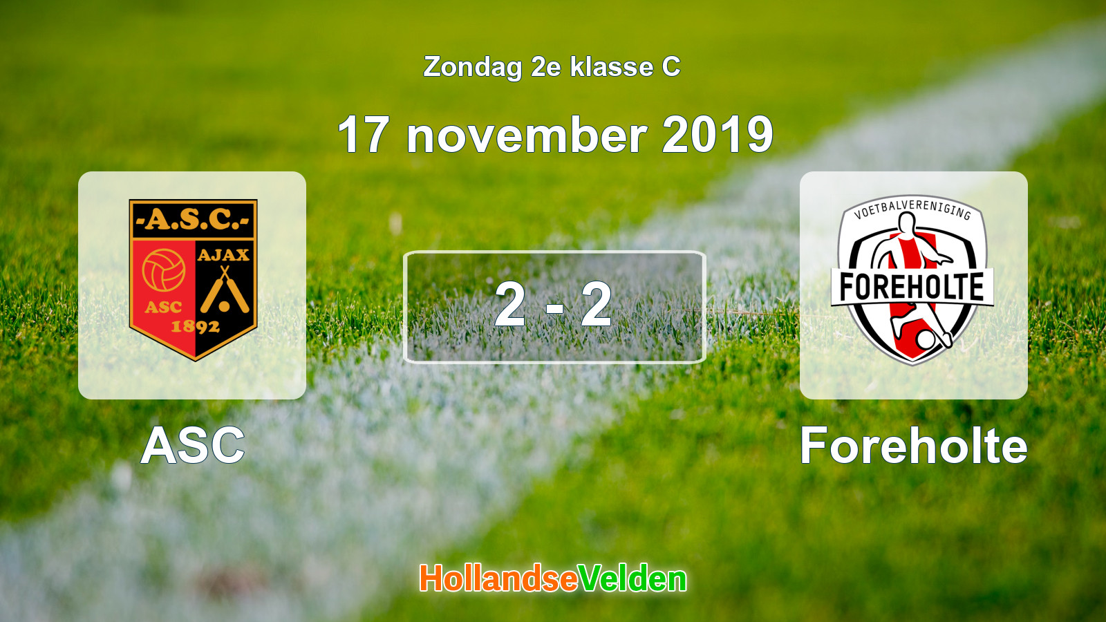 Gespeelde wedstrijd: ASC - Foreholte 2 - 2 (17 november 2019)