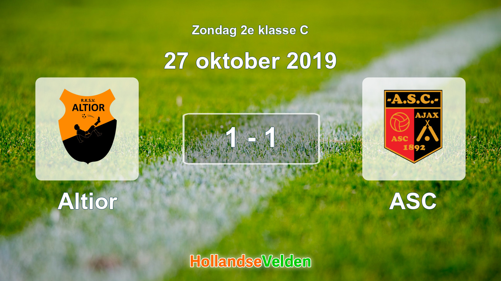 Gespeelde wedstrijd: Altior - ASC 1 - 1 (27 oktober 2019)