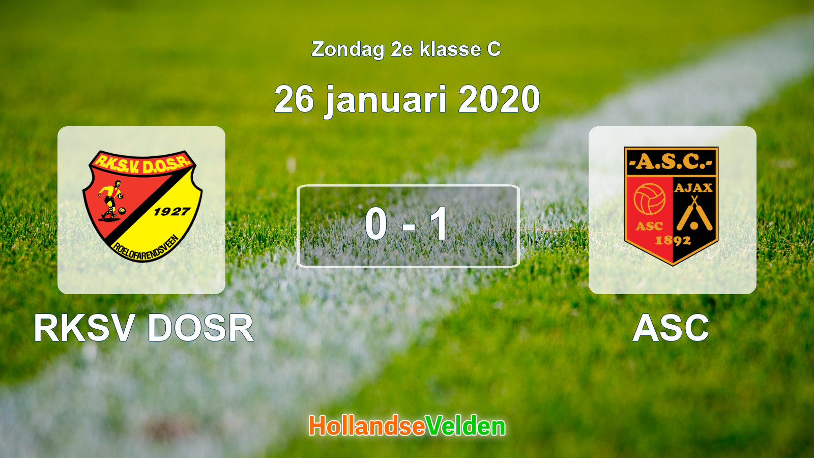 Gespeelde wedstrijd: RKSV DOSR - ASC 0 - 1 (26 januari 2020)