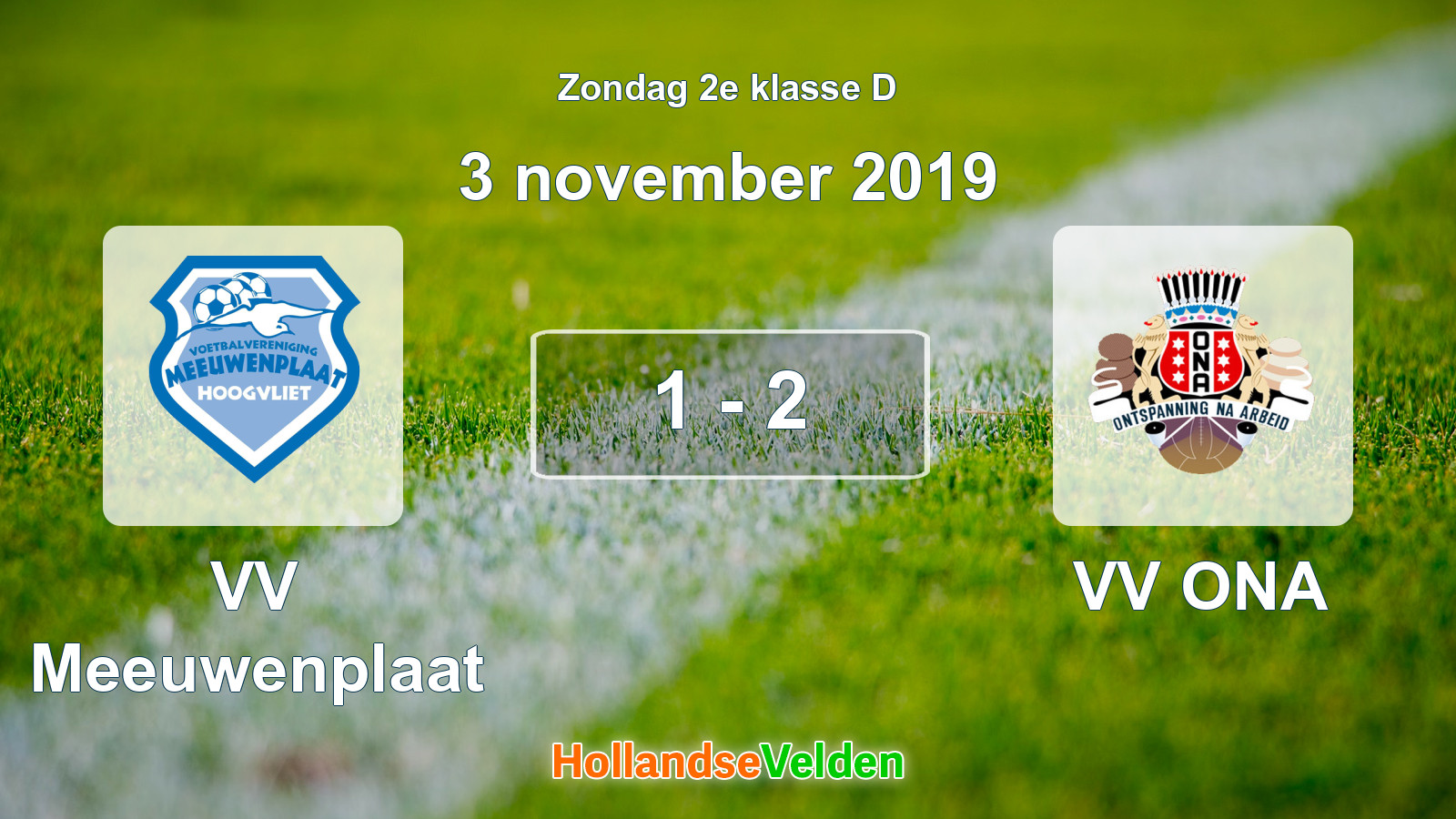 Gespeelde wedstrijd: VV Meeuwenplaat - VV ONA 1 - 2 (3 november 2019)