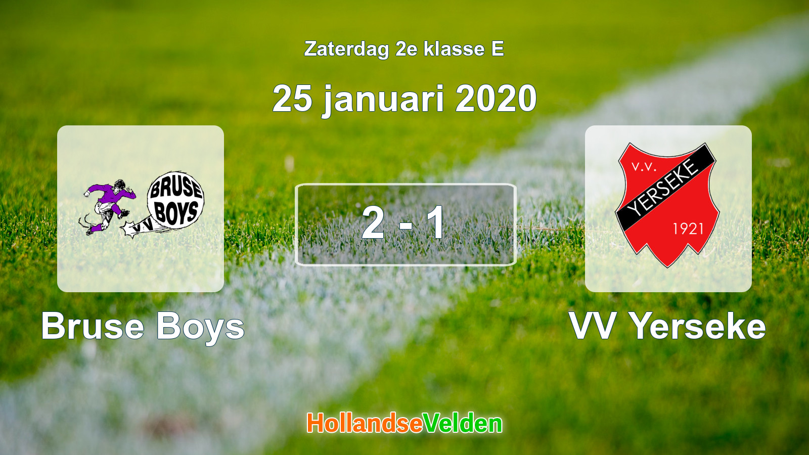 Gespeelde wedstrijd: Bruse Boys - VV Yerseke 2 - 1 (25 januari 2020)