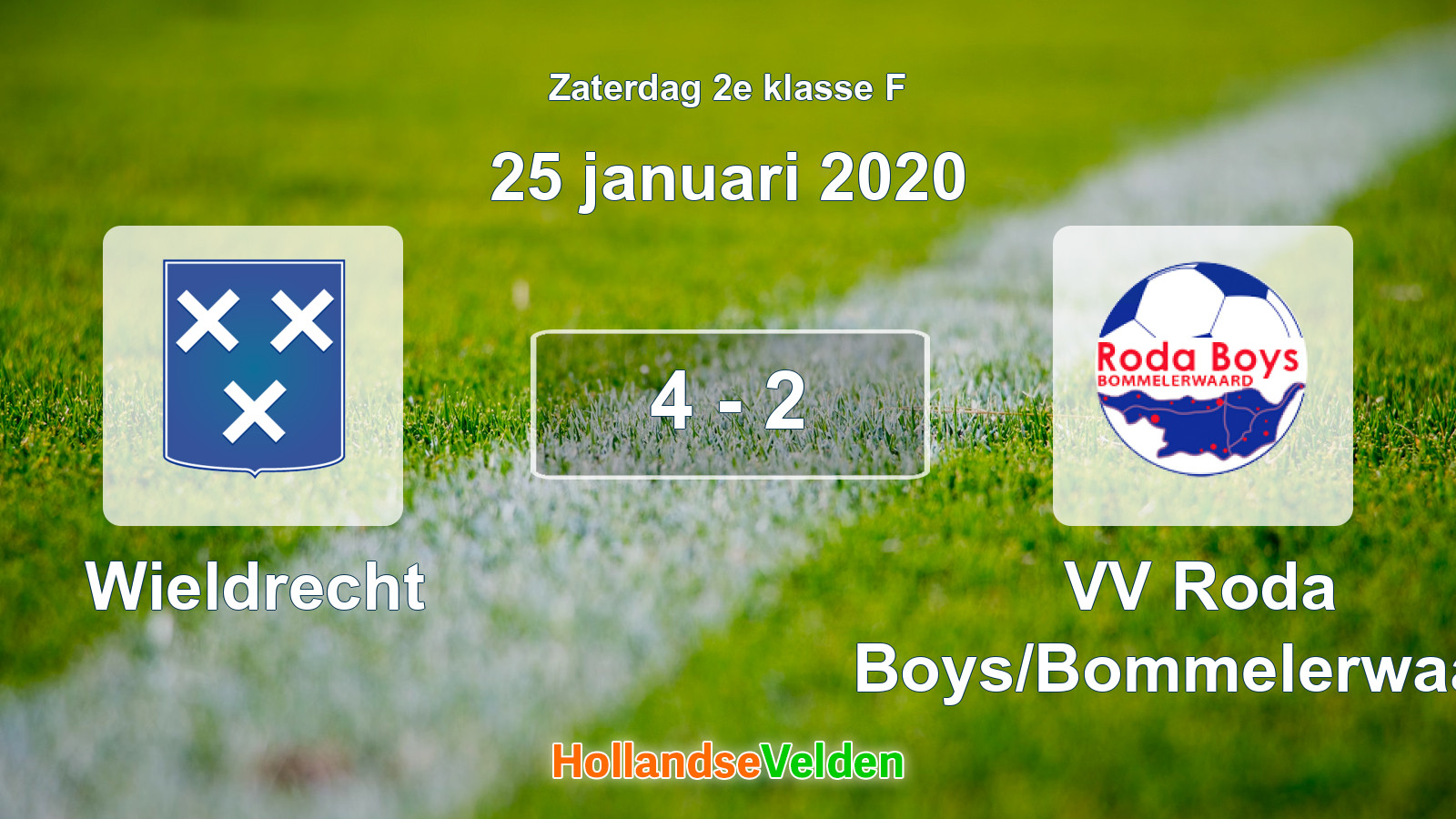 Gespeelde wedstrijd: Wieldrecht - VV Roda Boys/Bommelerwaard 4 - 2 (25 januari 2020)