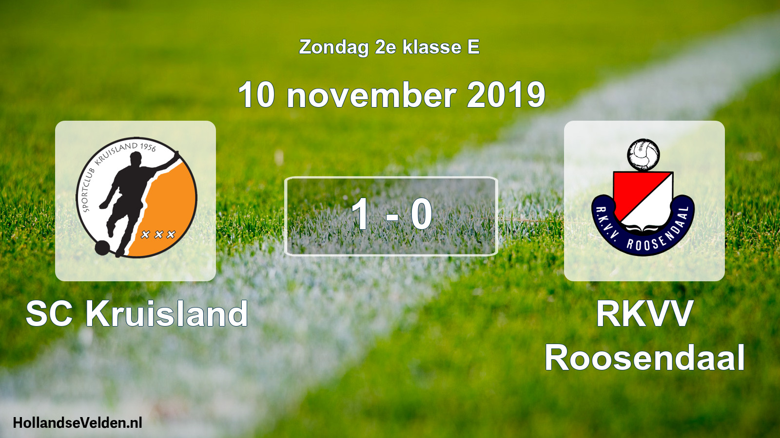 Gespeelde wedstrijd: SC Kruisland - RKVV Roosendaal 1 - 0 (10 november 2019)