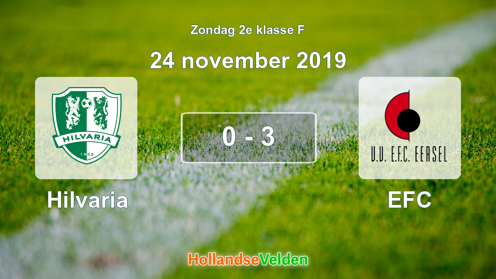 Gespeelde wedstrijd: Hilvaria - EFC 0 - 3 (24 november 2019)
