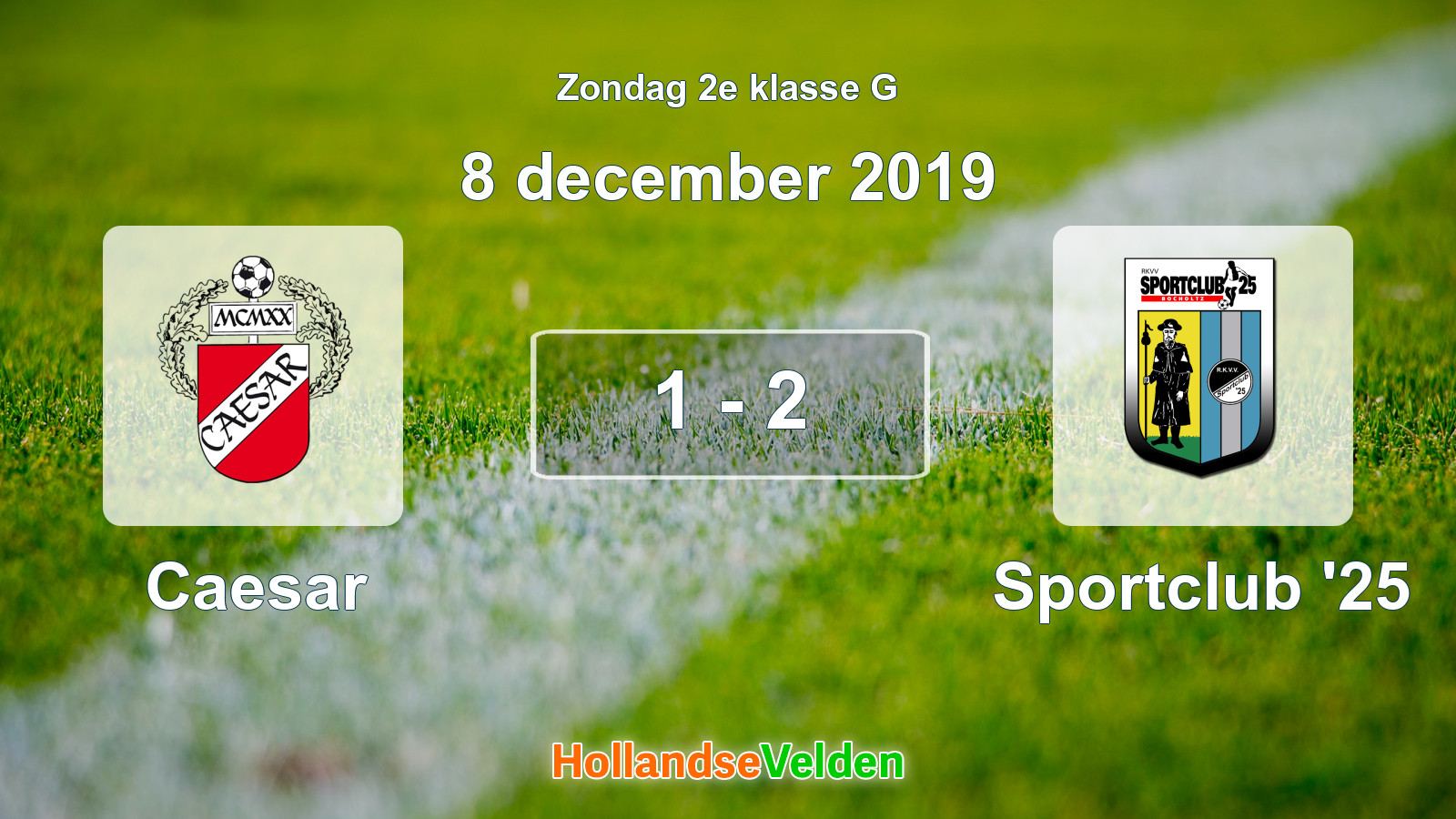 Gespeelde wedstrijd: Caesar - Sportclub '25 1 - 2 (8 december 2019)