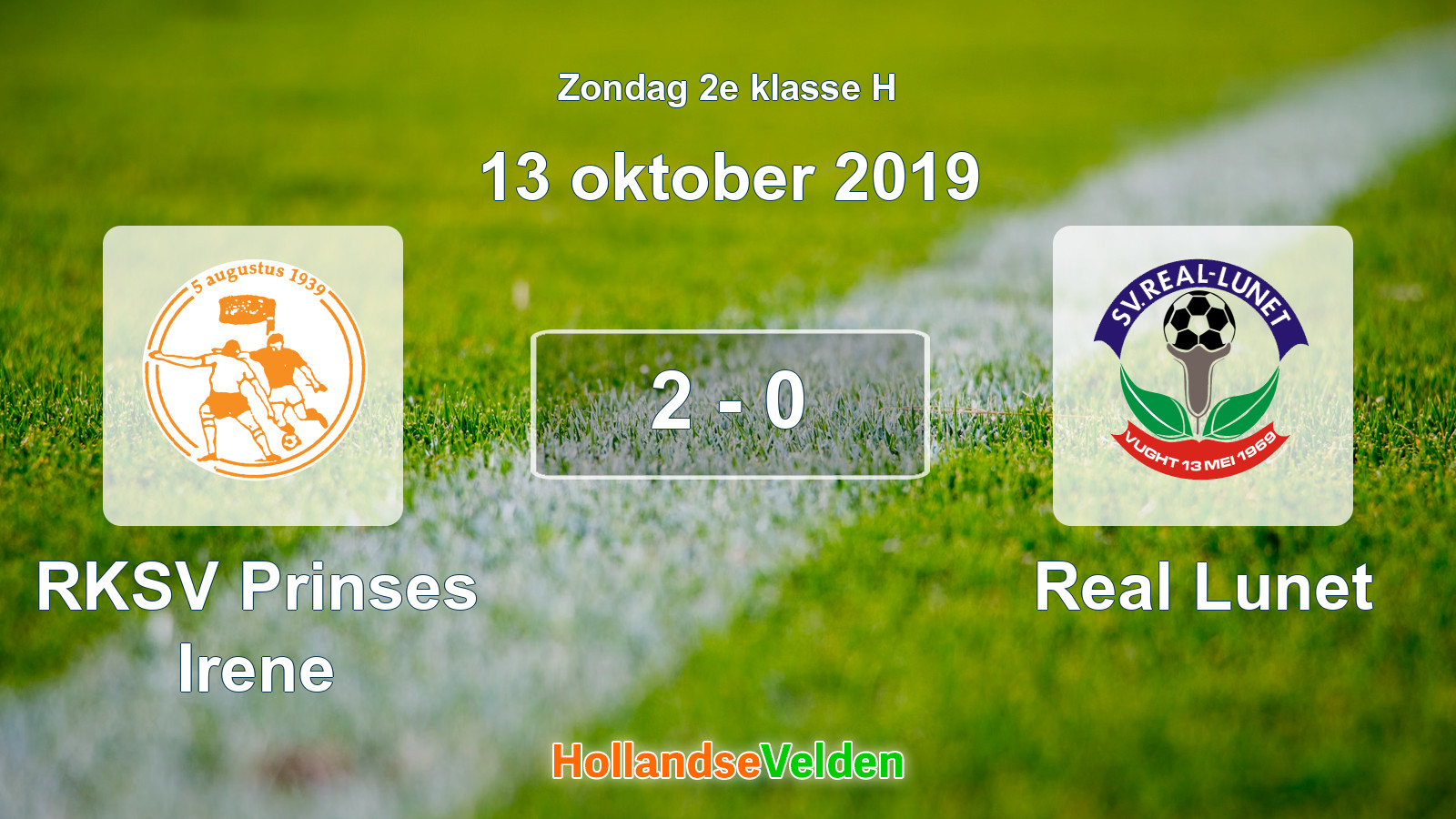 Gespeelde wedstrijd: RKSV Prinses Irene - Real Lunet 2 - 0 (13 oktober 2019)