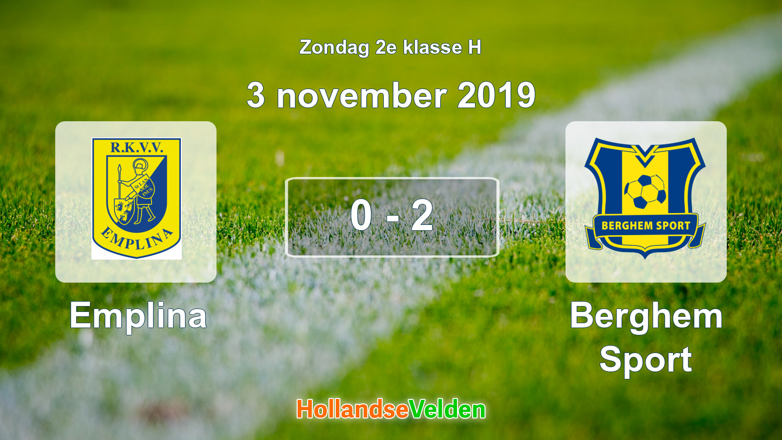 Gespeelde wedstrijd: Emplina - Berghem Sport 0 - 2 (3 november 2019)