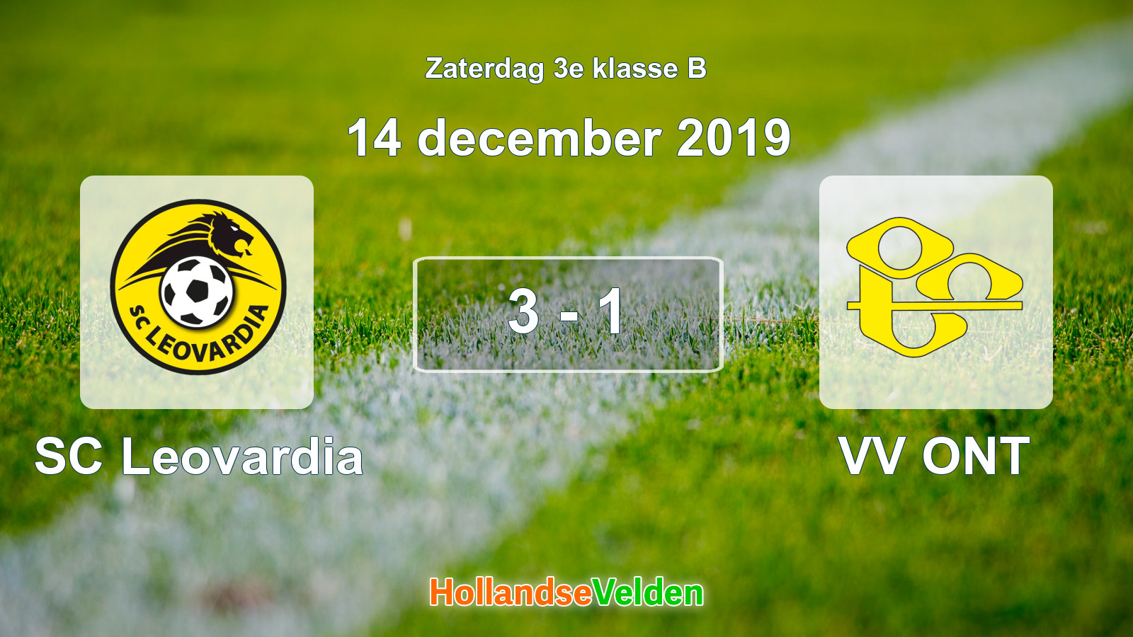 Gespeelde wedstrijd: SC Leovardia - VV ONT 3 - 1 (14 december 2019)