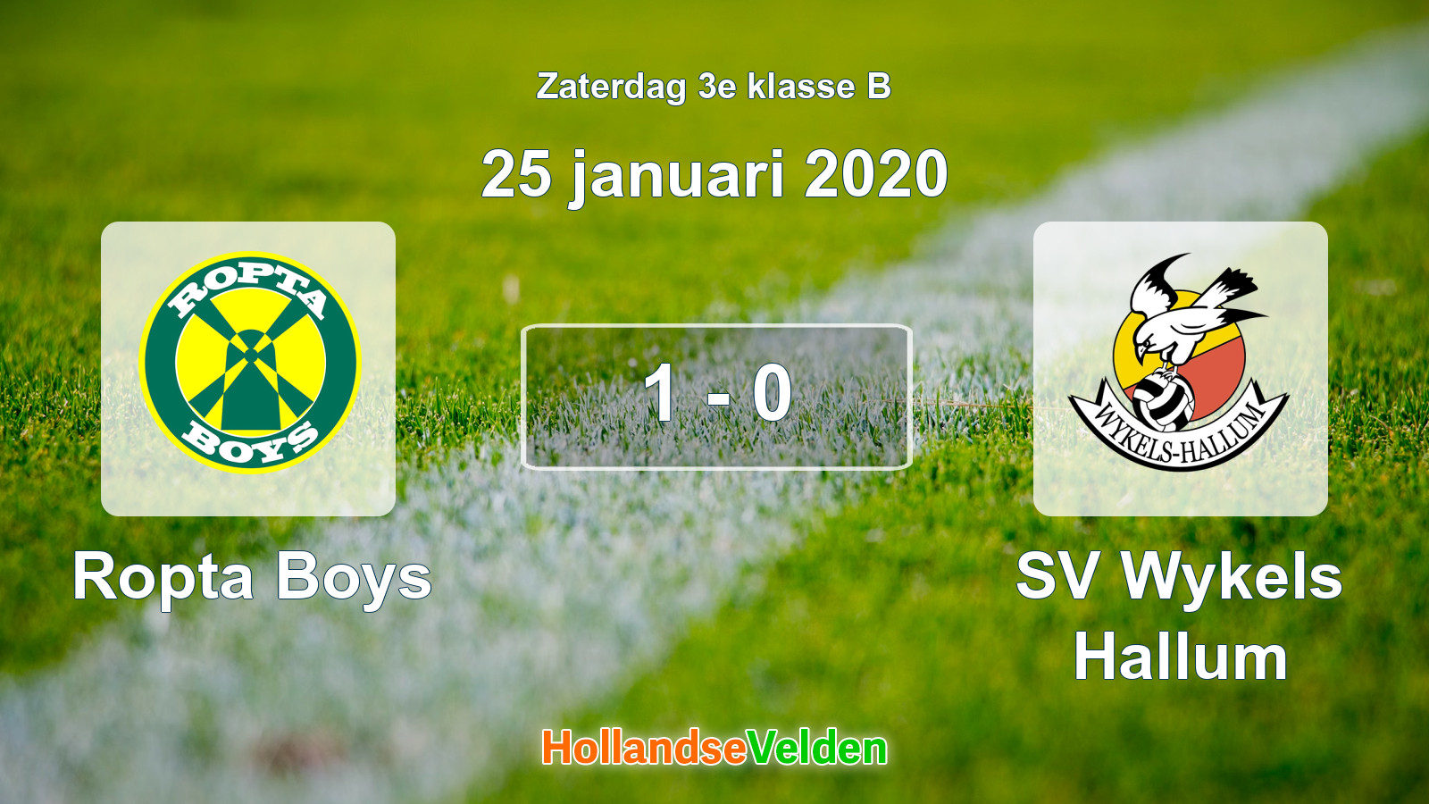 Gespeelde wedstrijd: Ropta Boys - SV Wykels Hallum 1 - 0 (25 januari 2020)