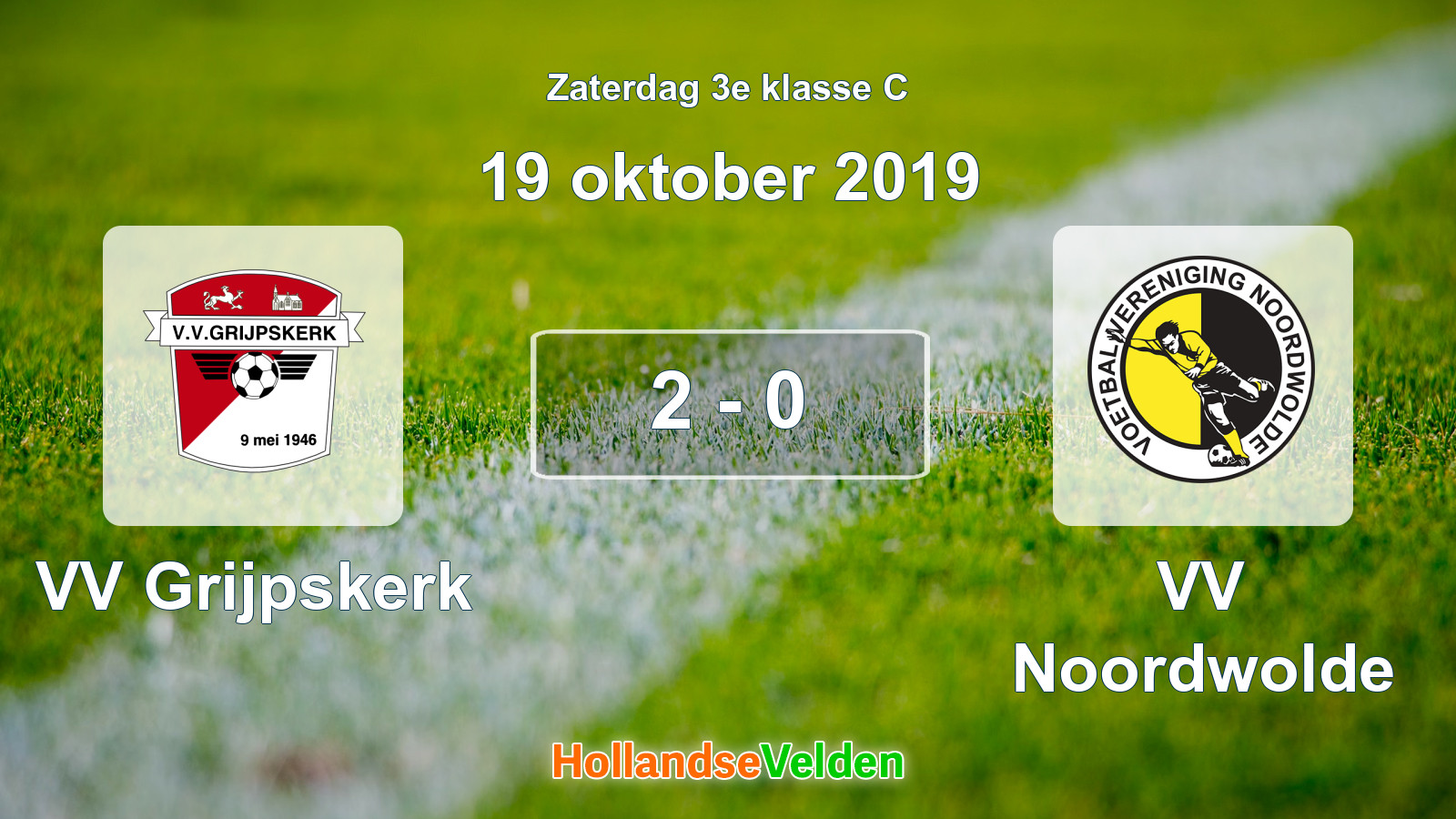 Gespeelde wedstrijd: VV Grijpskerk - VV Noordwolde 2 - 0 (19 oktober 2019)
