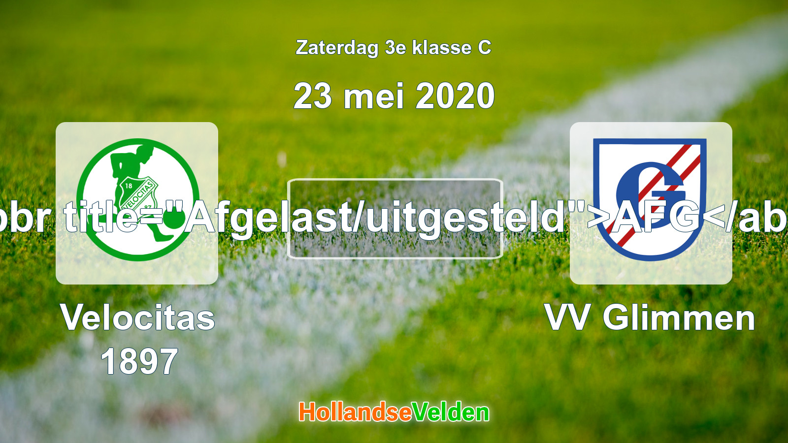 Geplande wedstrijd: Velocitas 1897 - VV Glimmen (23 mei 2020)