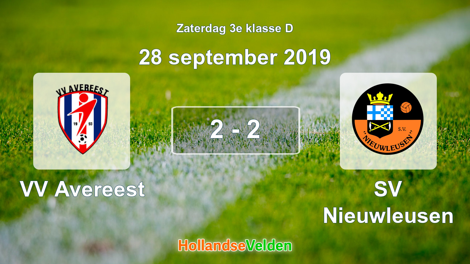Gespeelde wedstrijd: VV Avereest - SV Nieuwleusen 2 - 2 (28 september 2019)