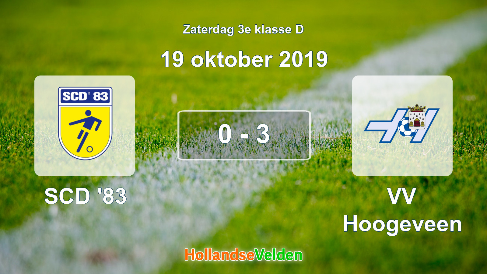 Gespeelde wedstrijd: SCD '83 - VV Hoogeveen 0 - 3 (19 oktober 2019)