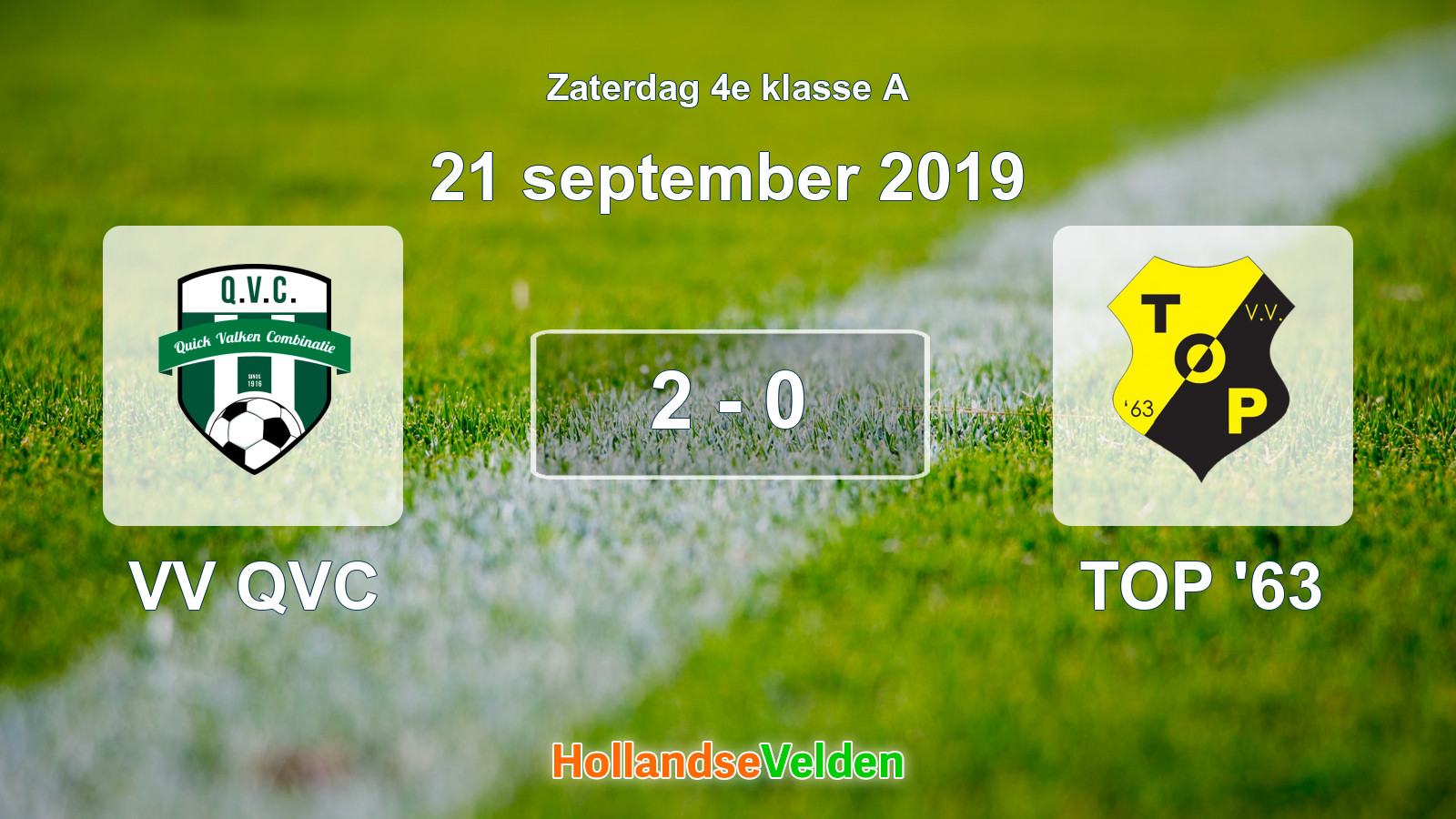 Gespeelde wedstrijd: VV QVC - TOP '63 2 - 0 (21 september 2019)