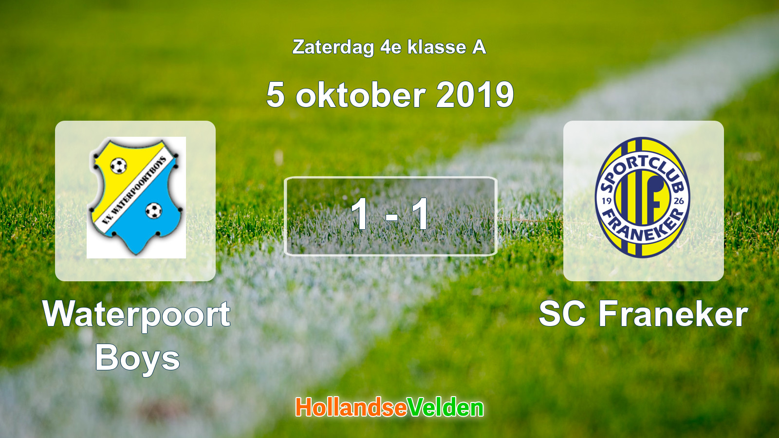 Gespeelde wedstrijd: Waterpoort Boys - SC Franeker 1 - 1 (5 oktober 2019)