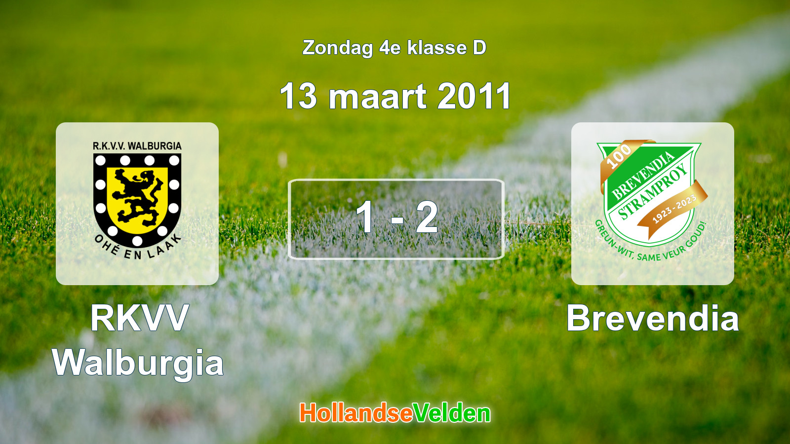 Gespeelde wedstrijd: RKVV Walburgia - Brevendia 1 - 2 (13 maart 2011)