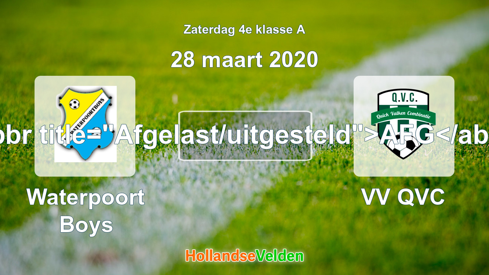Geplande wedstrijd: Waterpoort Boys - VV QVC (28 maart 2020)