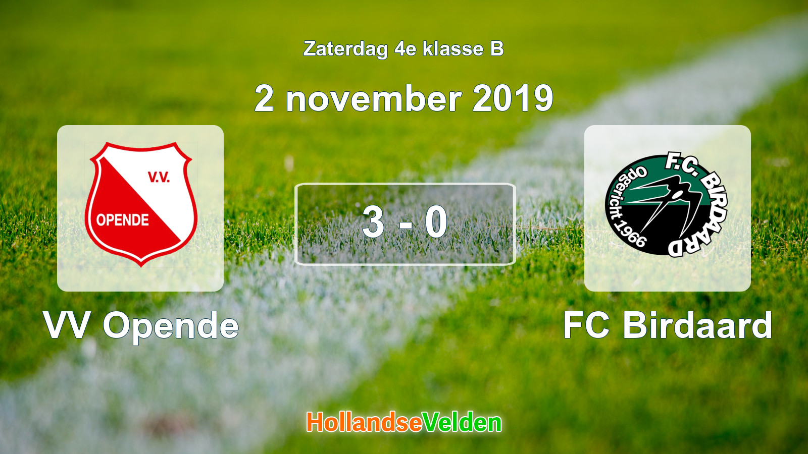 Gespeelde wedstrijd: VV Opende - FC Birdaard 3 - 0 (2 november 2019)