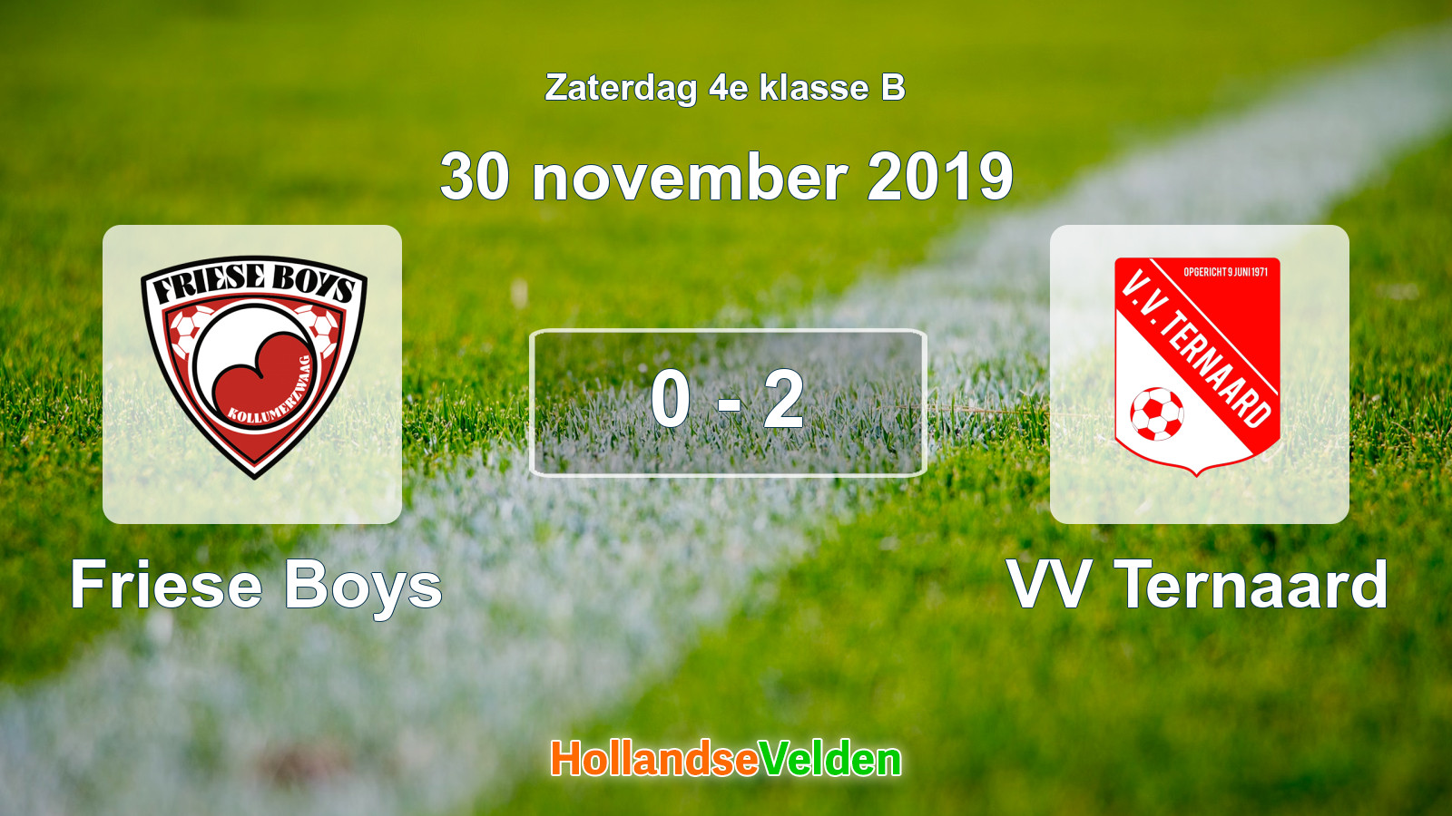 Gespeelde wedstrijd: Friese Boys - VV Ternaard 0 - 2 (30 november 2019)