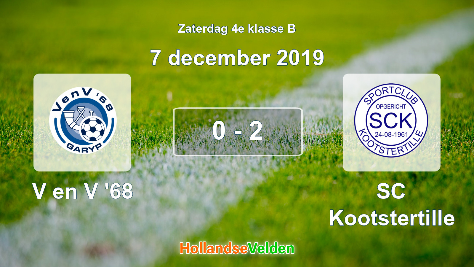 Gespeelde wedstrijd: V en V '68 - SC Kootstertille 0 - 2 (7 december 2019)