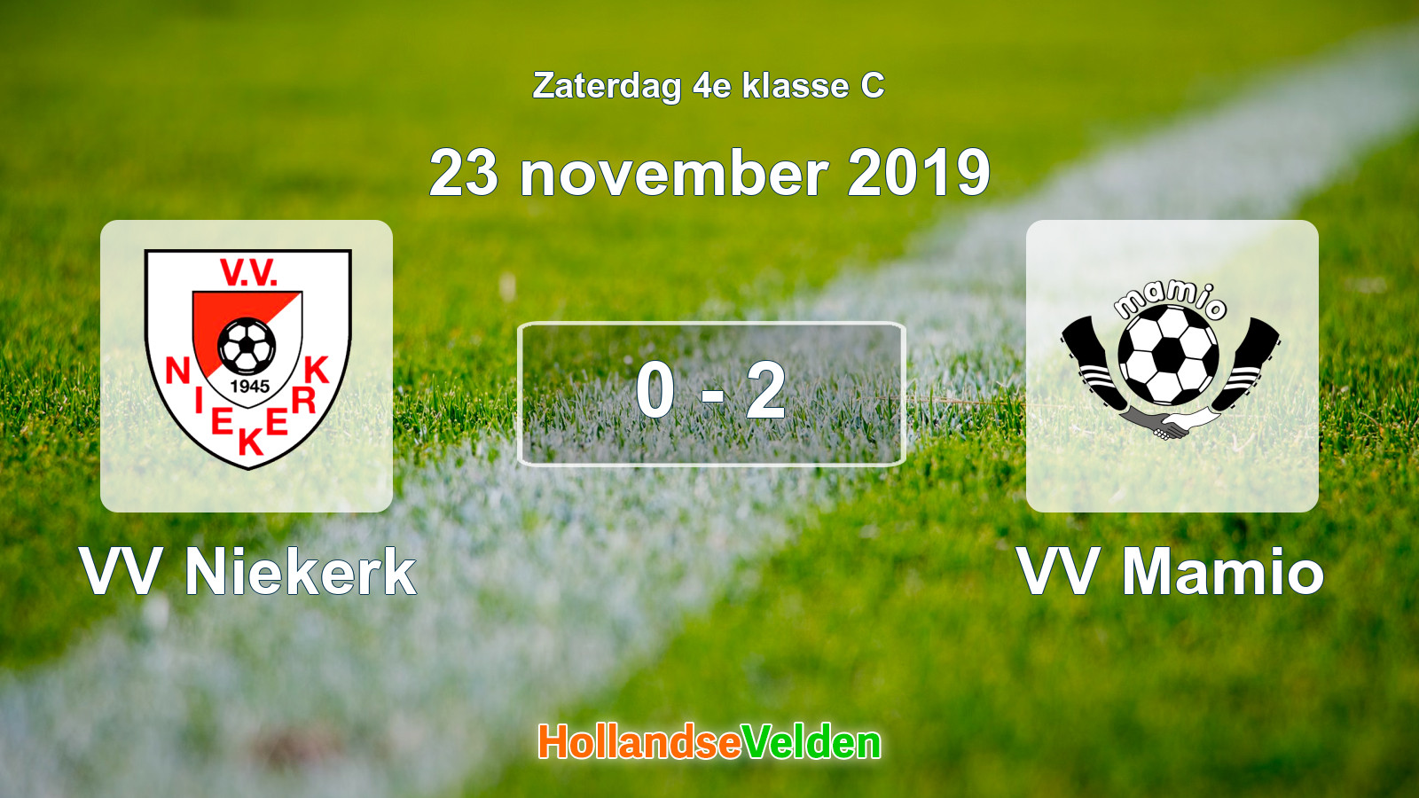 Gespeelde wedstrijd: VV Niekerk - VV Mamio 0 - 2 (23 november 2019)
