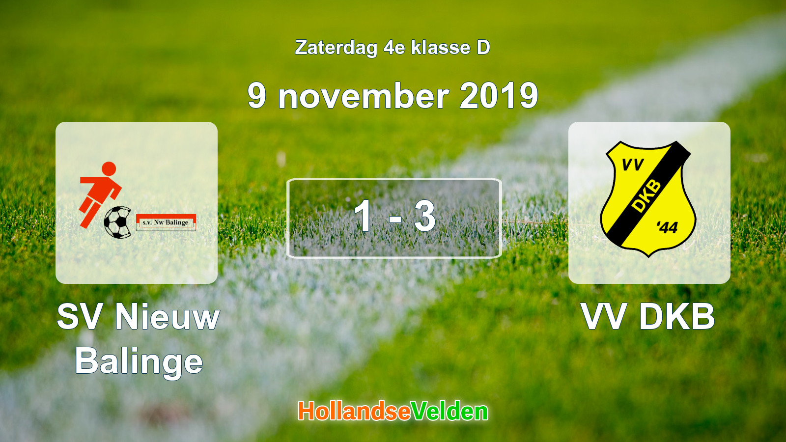 Gespeelde wedstrijd: SV Nieuw Balinge - VV DKB 1 - 3 (9 november 2019)