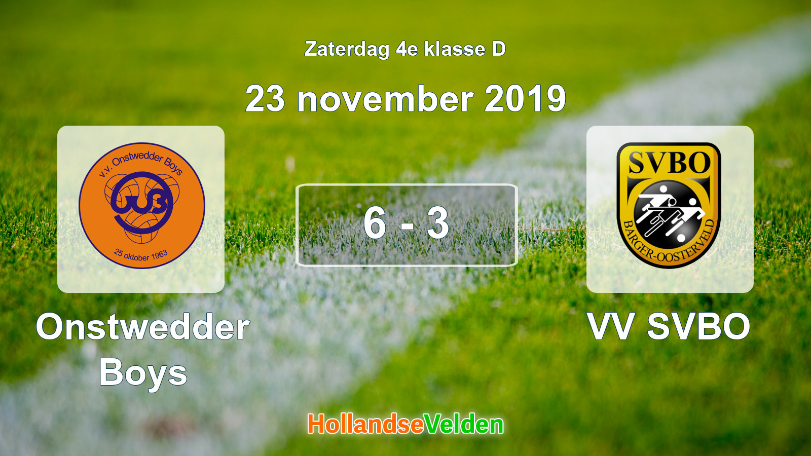 Gespeelde wedstrijd: Onstwedder Boys - VV SVBO 6 - 3 (23 november 2019)