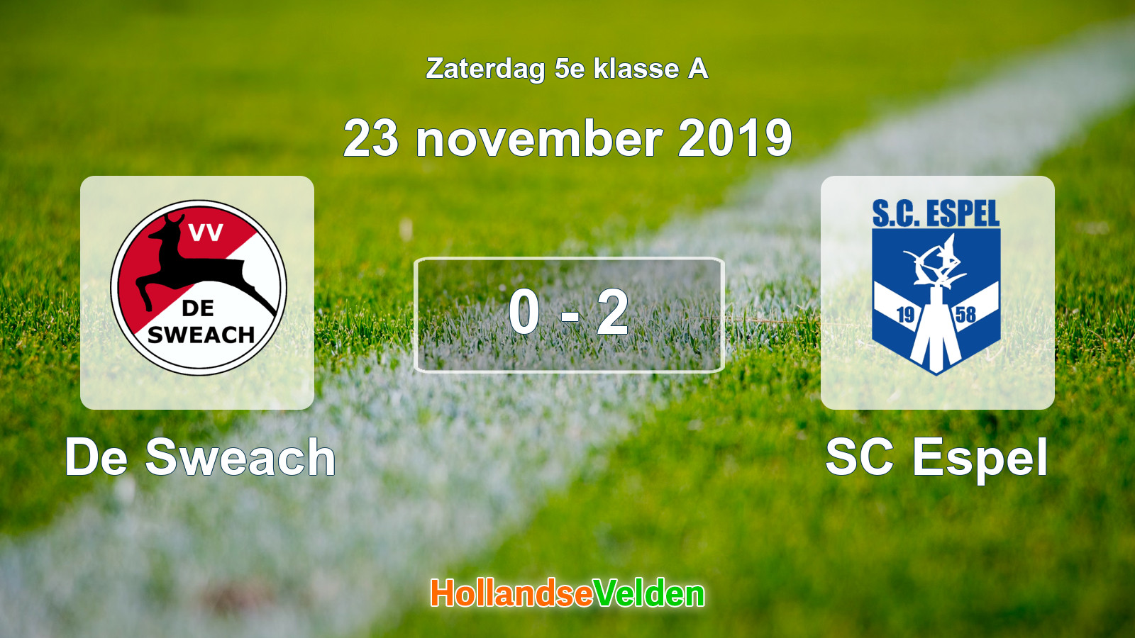 Gespeelde wedstrijd: De Sweach - SC Espel 0 - 2 (23 november 2019)