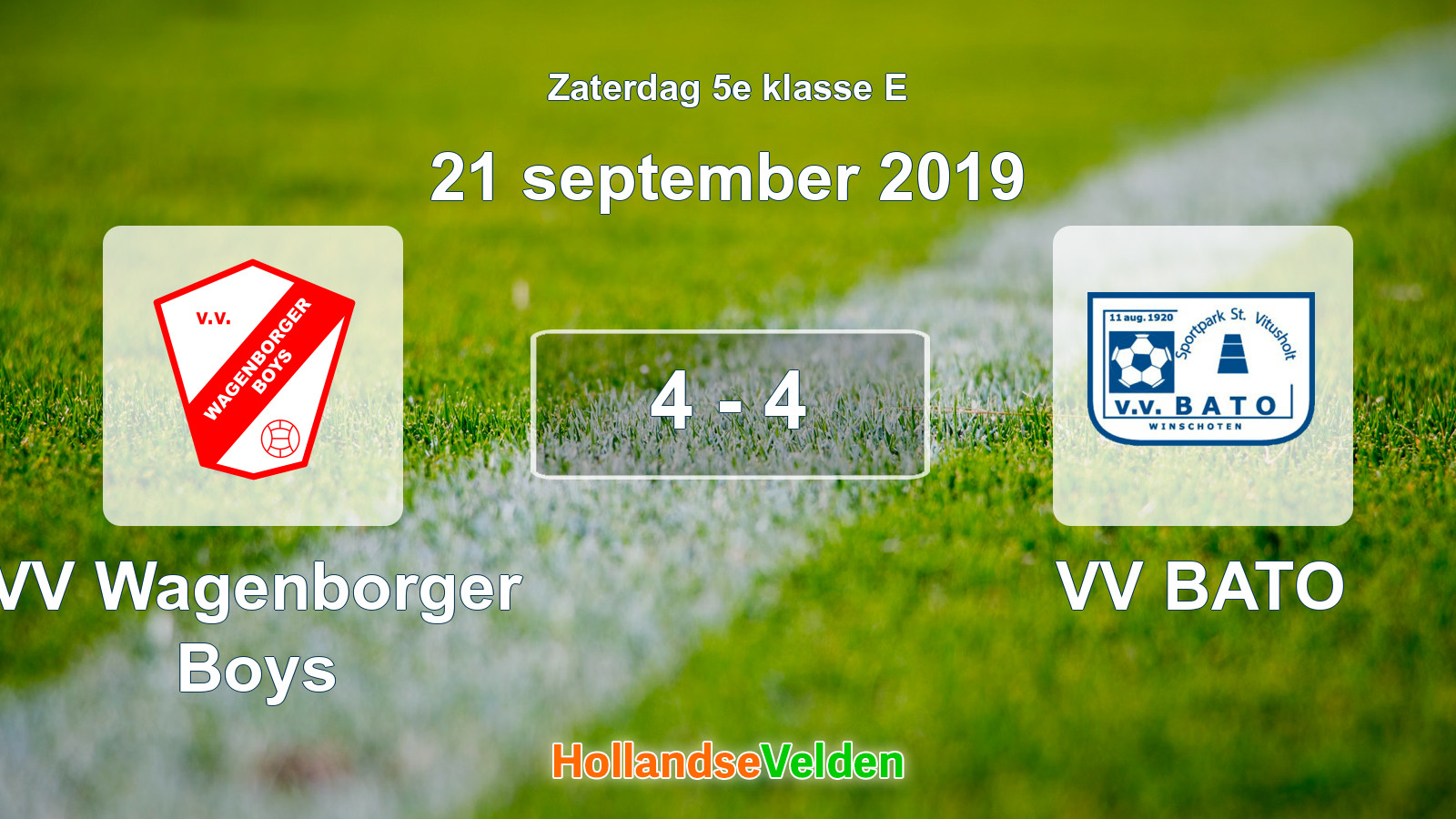 Gespeelde wedstrijd: VV Wagenborger Boys - VV BATO 4 - 4 (21 september 2019)
