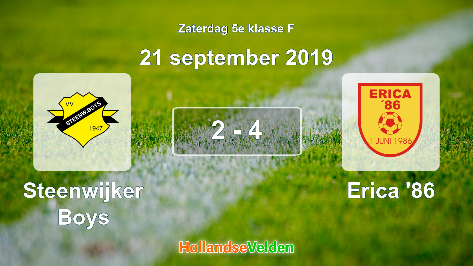 Gespeelde wedstrijd: Steenwijker Boys - Erica '86 2 - 4 (21 september 2019)