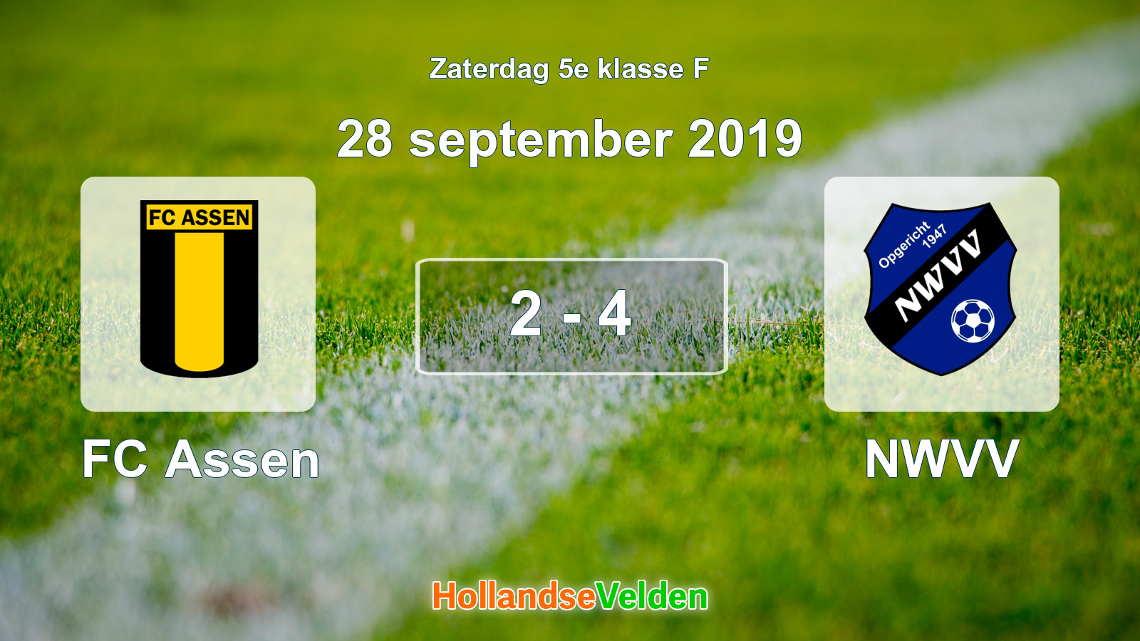 Gespeelde wedstrijd: FC Assen - NWVV 2 - 4 (28 september 2019)